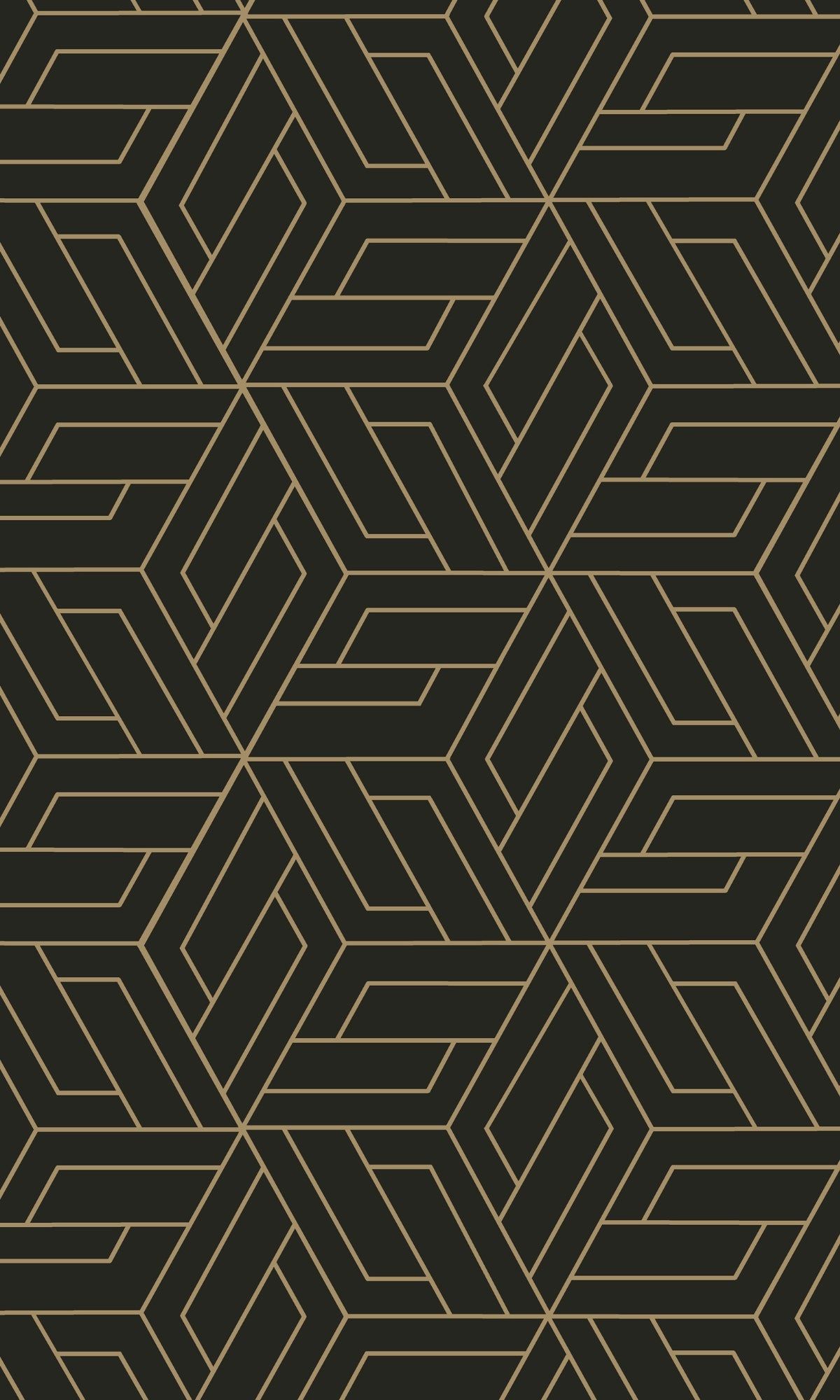 1200x2000 Black Abstract Geometric Interlink Wallpaper R9286