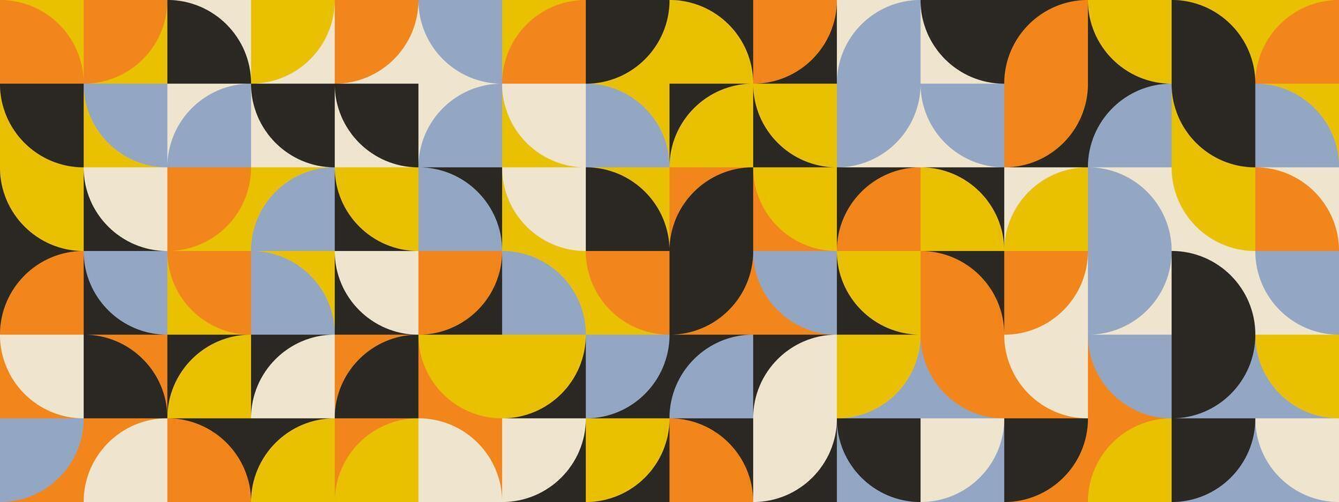 1920x720 Bright curve seamless pattern. Abstract geometric mid century background. Colorful Swiss modernist or postmodernist style wallpaper. Modular repeating overlay. Mural backdrop concept