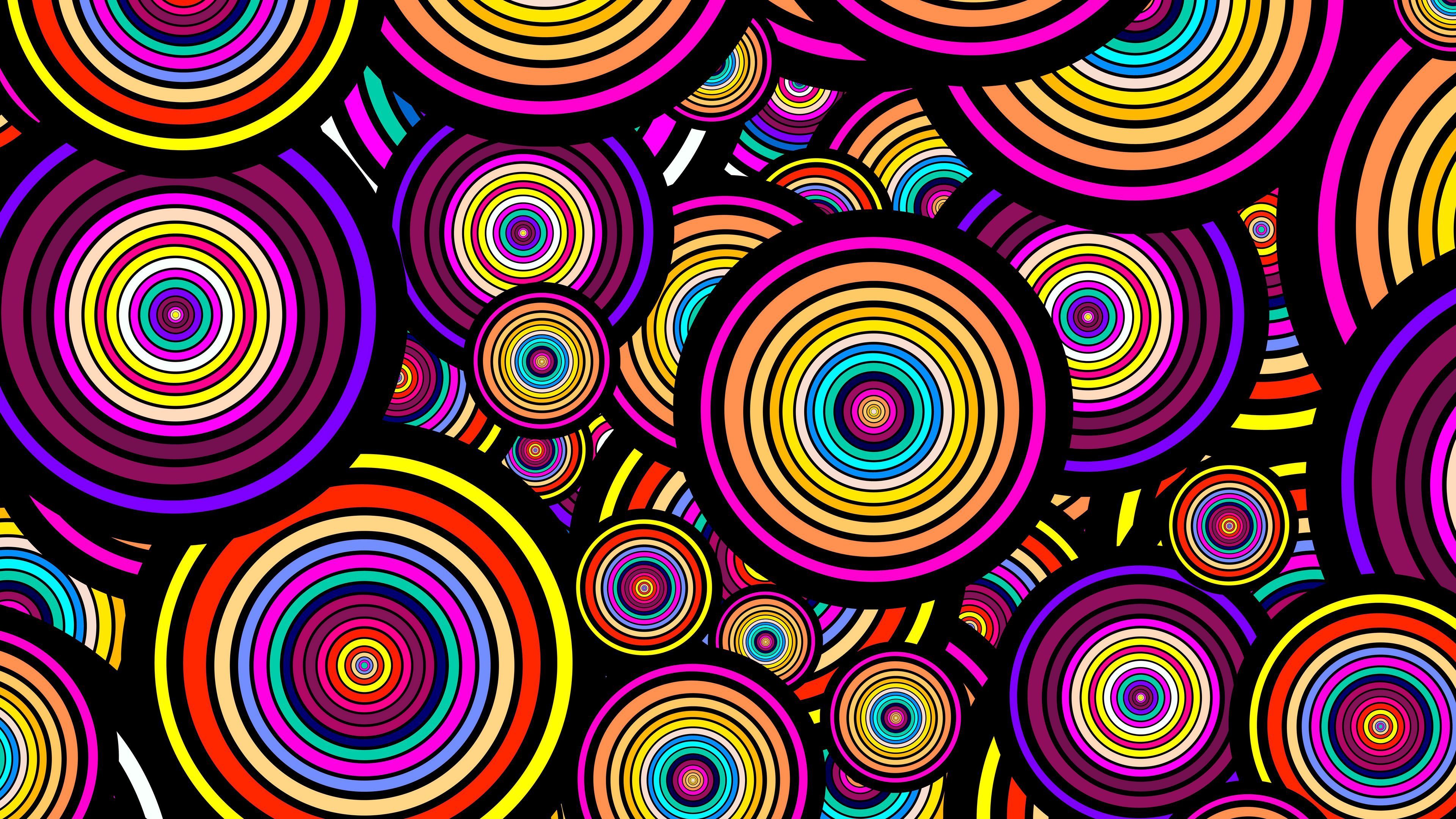3840x2160 Colorful Circles Shapes Pattern Abstraction 4K HD Abstract Wallpaper