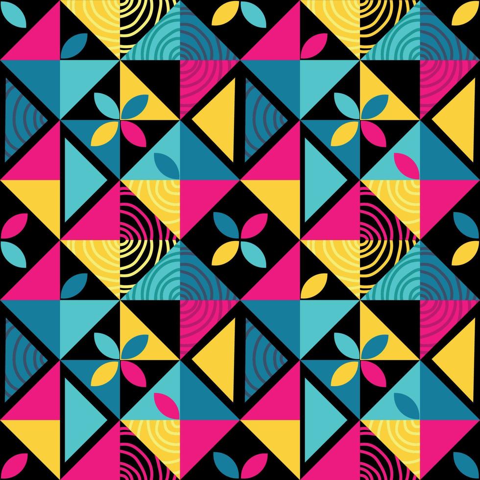 980x980 Colorful geometric shapes pattern in modern style.Abstract background.Vintage design template for print, wallpaper, fabric, cover, seamless texture.Geometric art.Contemporary trendy vector illustration