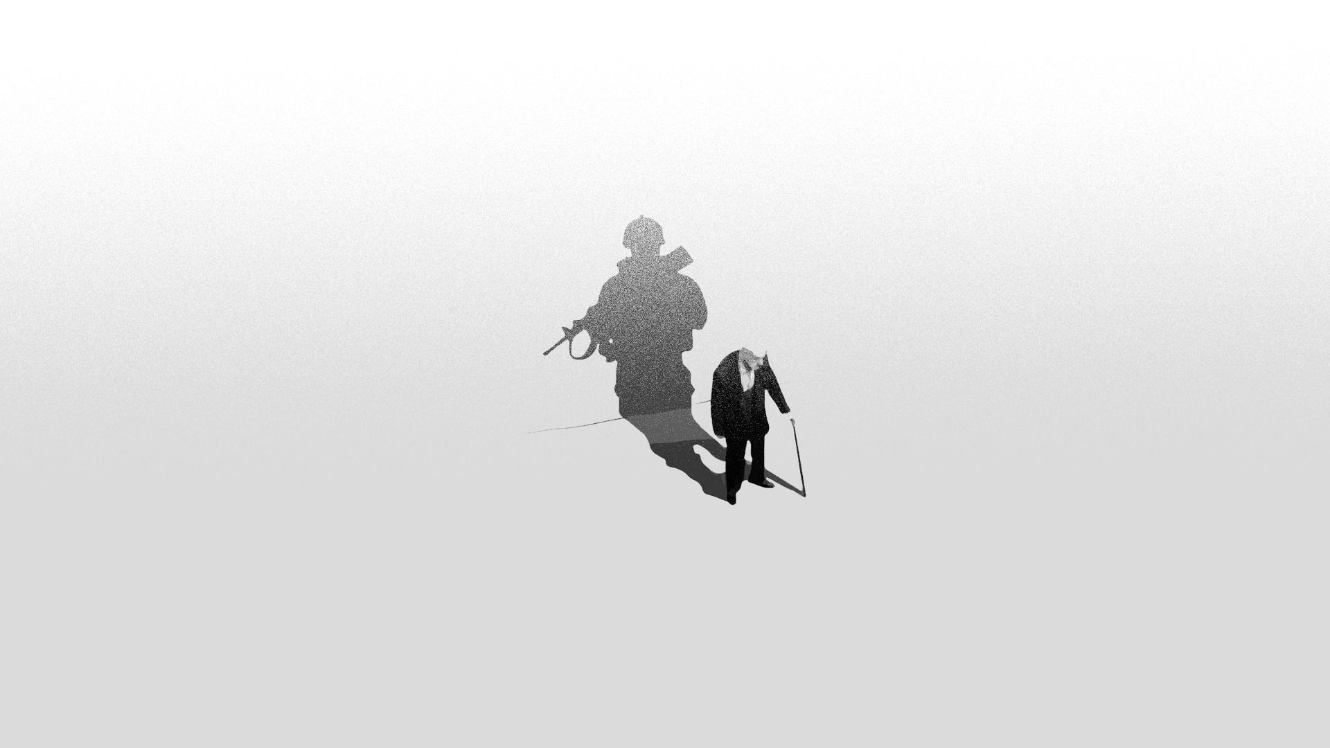 1920x1080 Wallpaper shadow, minimalism, soldiers, veteran, the old man for mobile and desktop, section минимализм, resolution 1920x1080