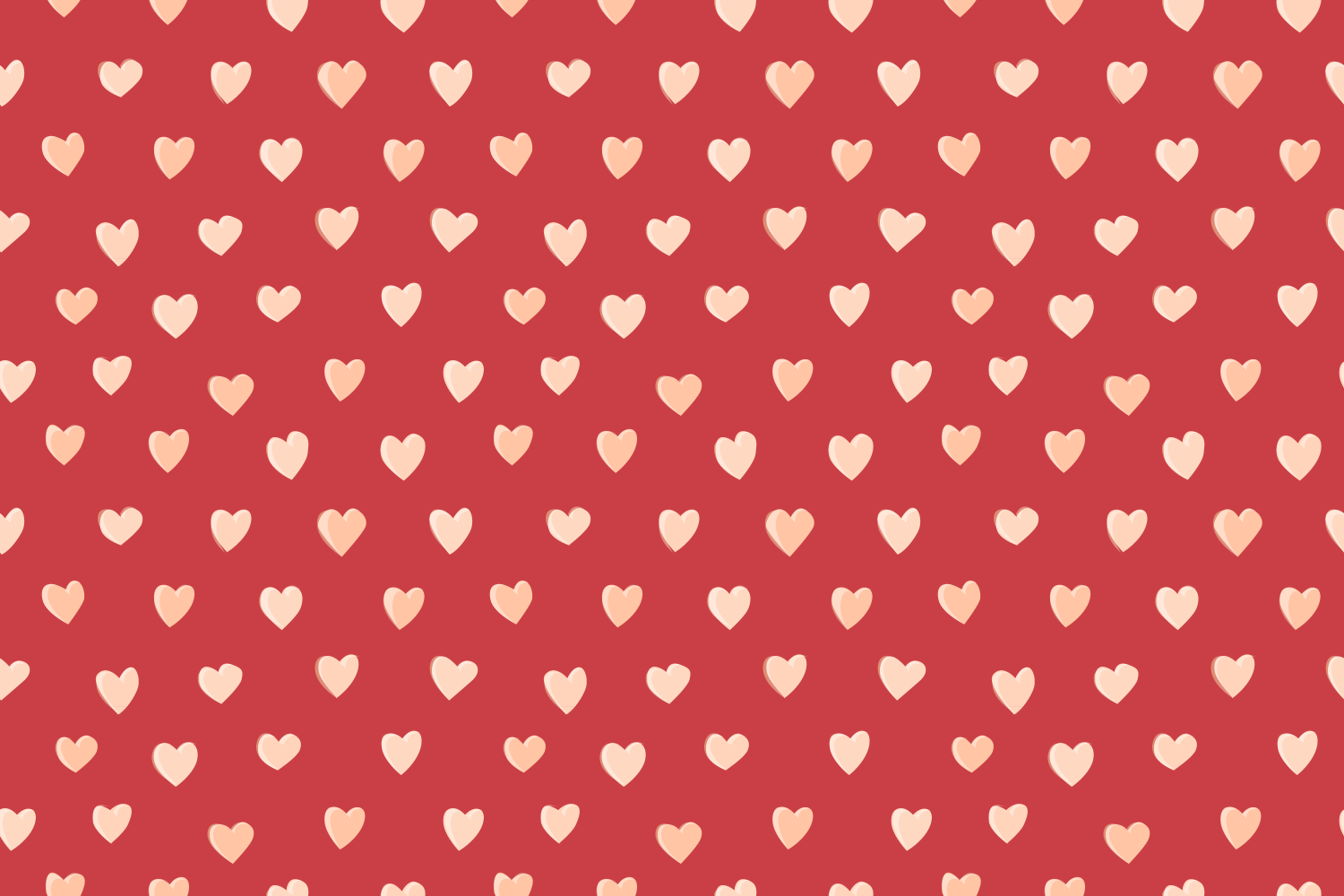 1500x1000 Pastel hearts red background seamless pattern