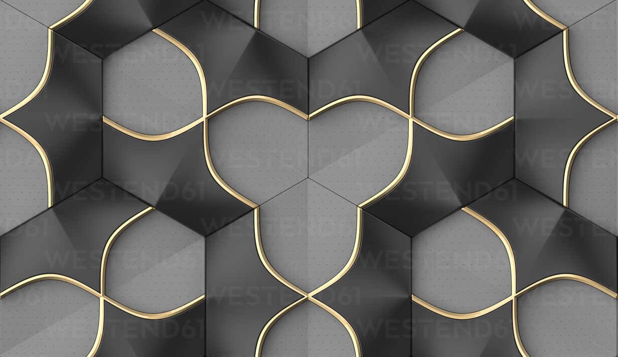 1232x711 This High End 3D Geometric Wallpaper Features An Elegant Black And Gold Design With Seamless Patterns, Perfect For Sophisticated Interior Decor