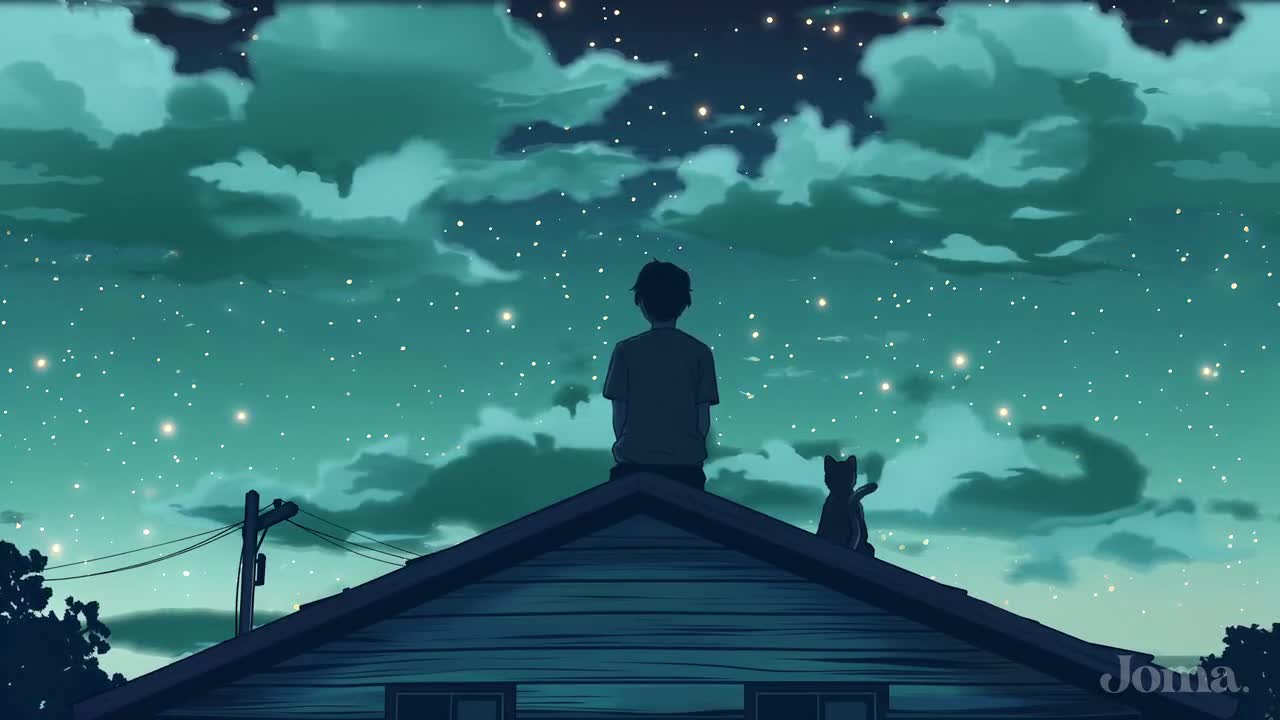 1280x720 Starry Contemplation Animated Background Video, Live Wallpaper, Stream Overlay, Looping Anime Lofi Art, Instant Download