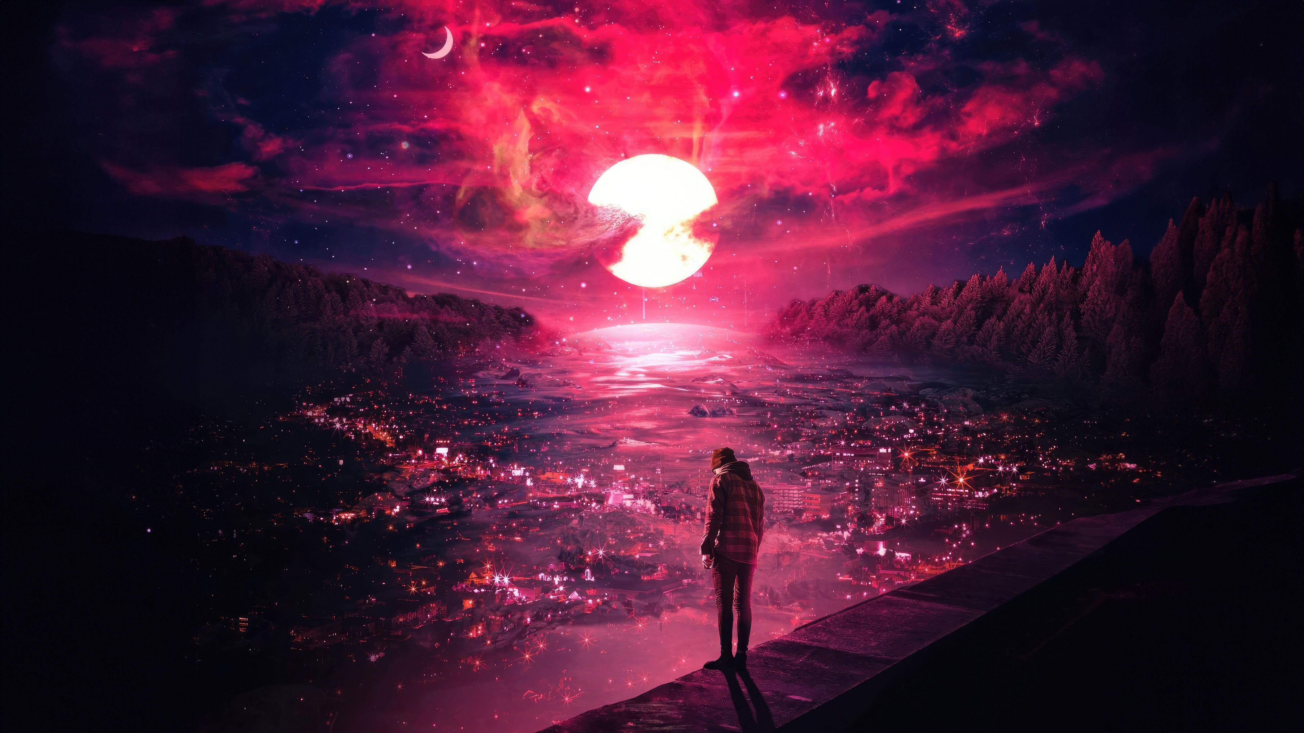 5120x2880 Starry Contemplation A Night Of Solitude Wallpaper, HD Artist Wallpaper, 4k Wallpaper, Image, Background, Photos and Picture