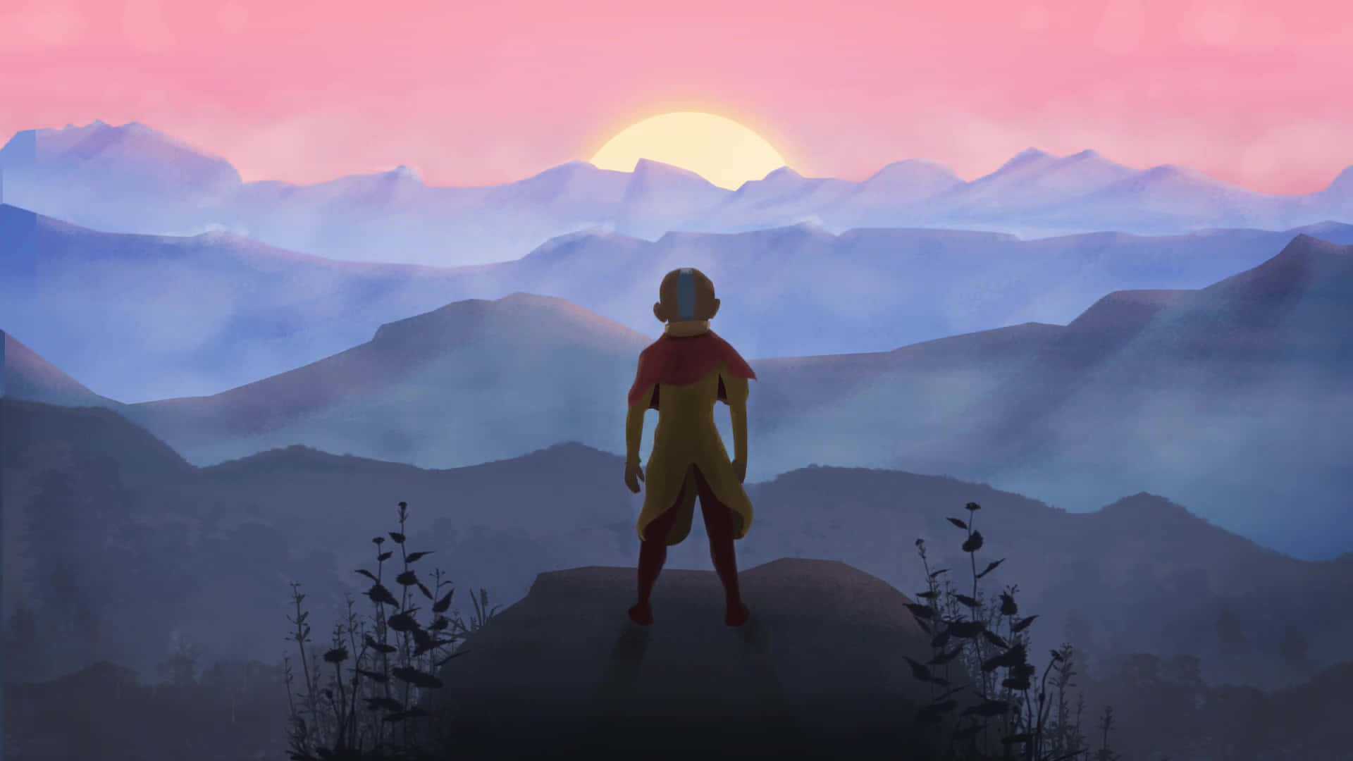 1920x1080 Download Avatar Aang Sunset Contemplation Wallpaper