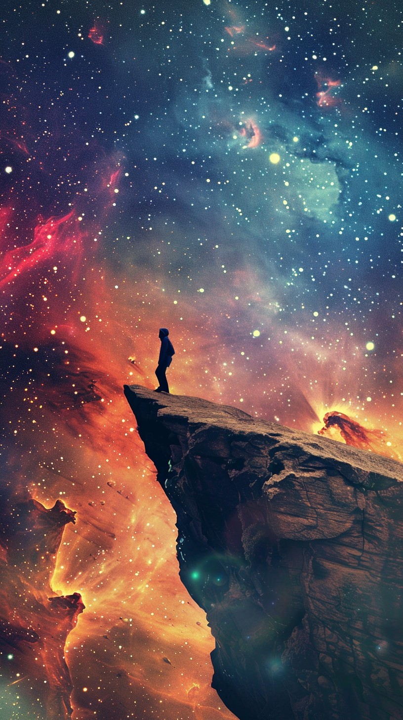 816x1456 Free Cosmic Contemplation Silhouette Image, Stars, Universe