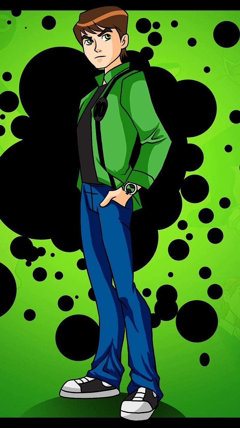 800x1422 Ben 10 Standing, ben standing, green, background, HD phone wallpaper