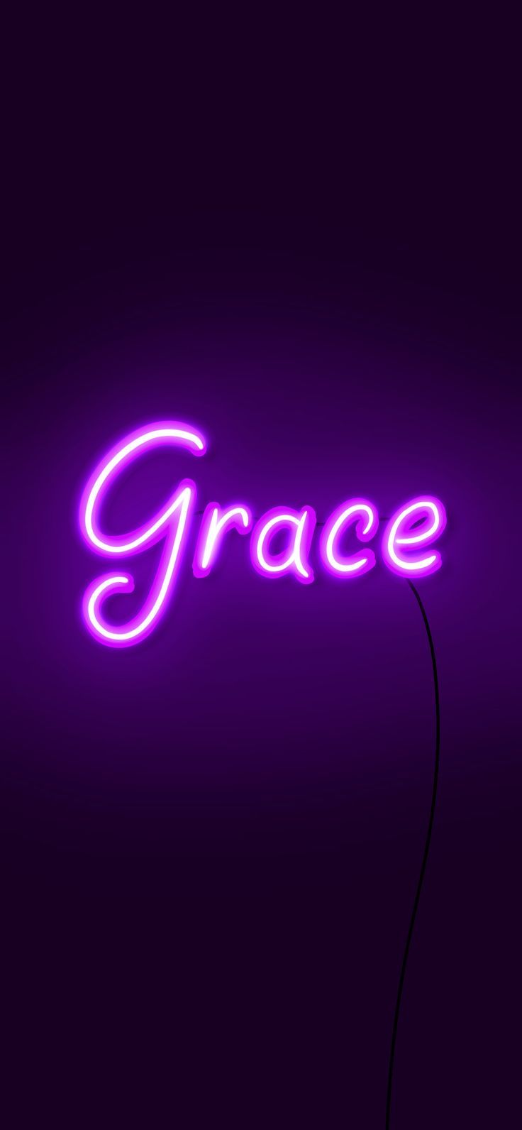 736x1592 Purple Grace Neon Sign Wallpaper