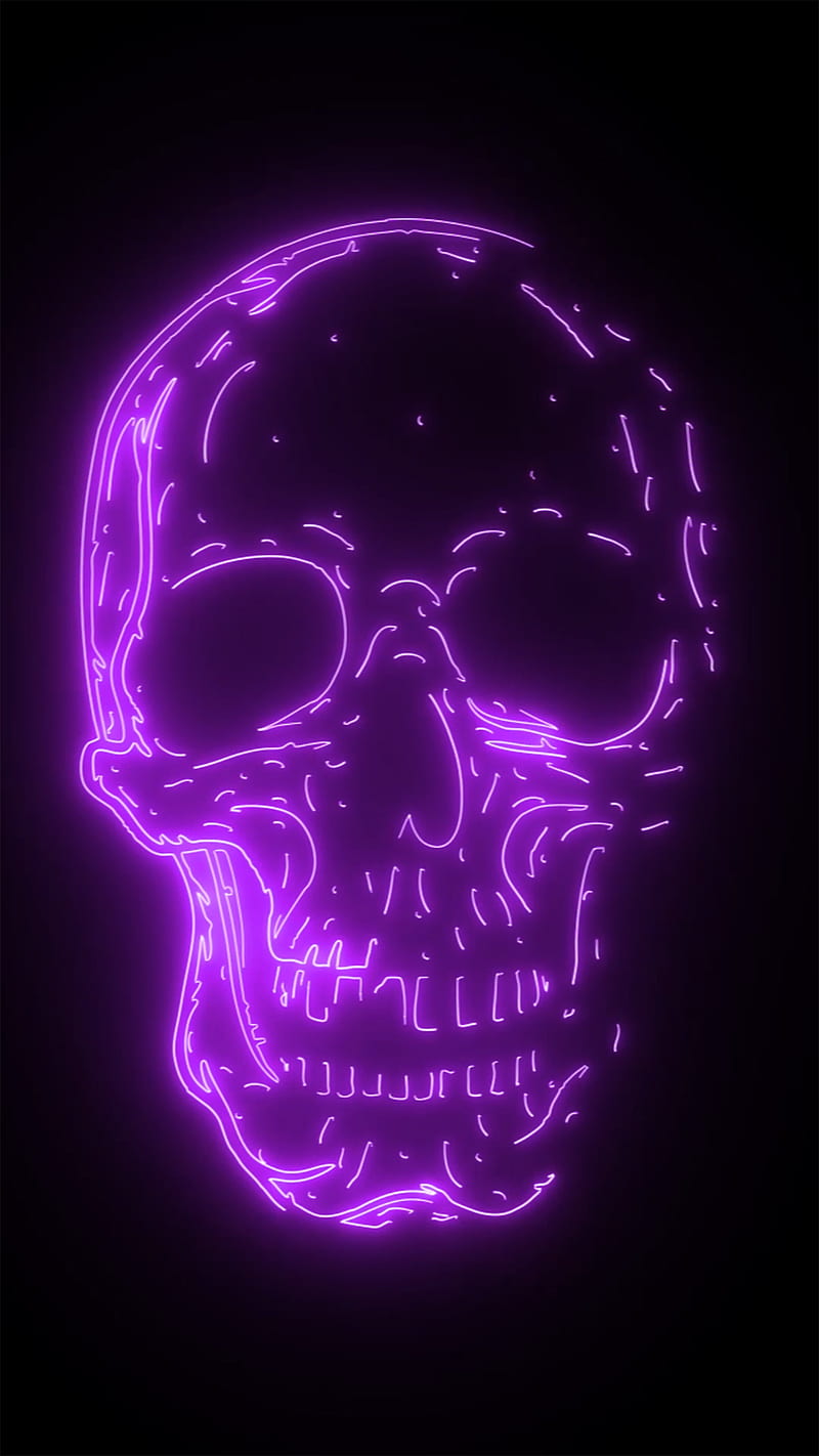 800x1422 Purple Skull II, colourful, light, neon, HD phone wallpaper