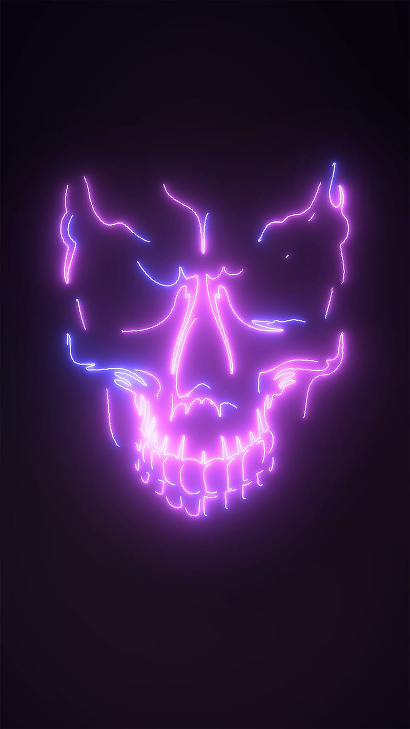 800x1422 Purple Skull W, colourful, light, neon, HD phone wallpaper