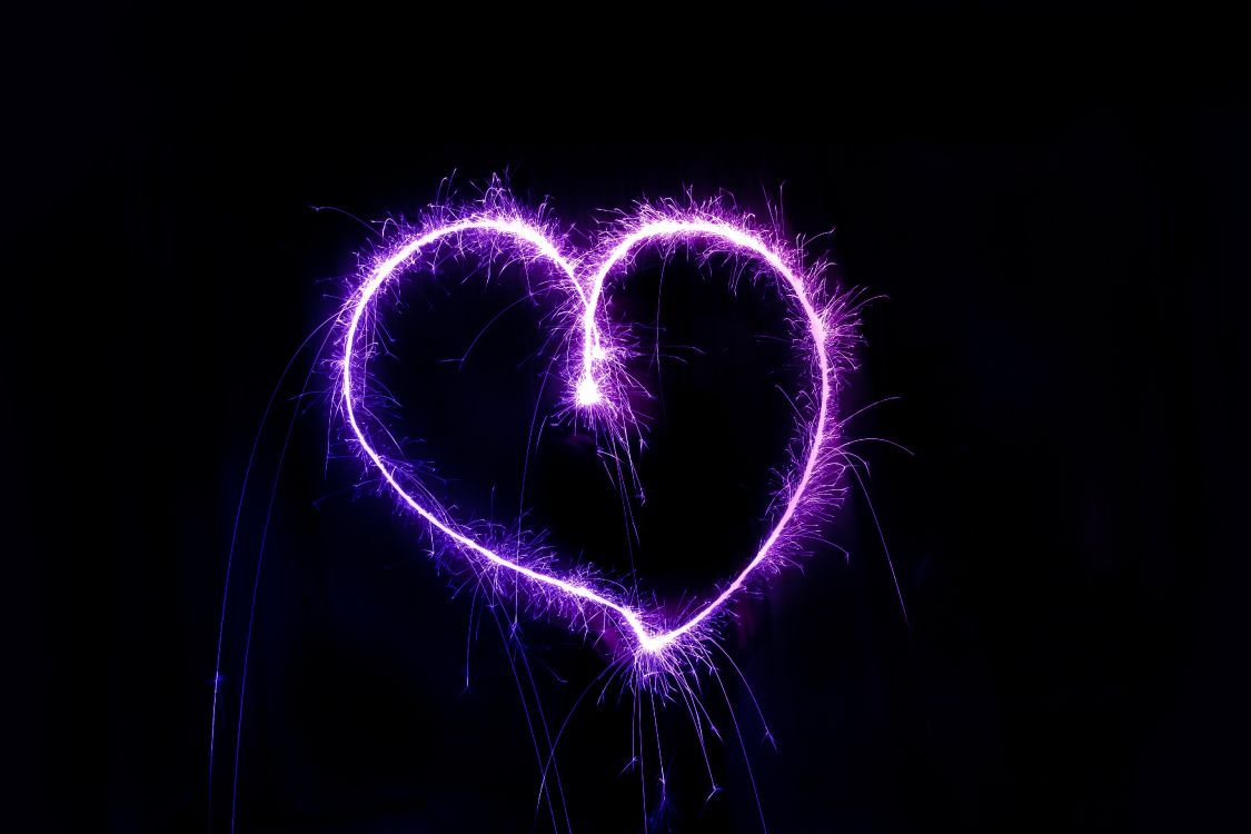1125x750 Wallpaper Heart, Purple, Light, Violet, Neon, Background Free Image