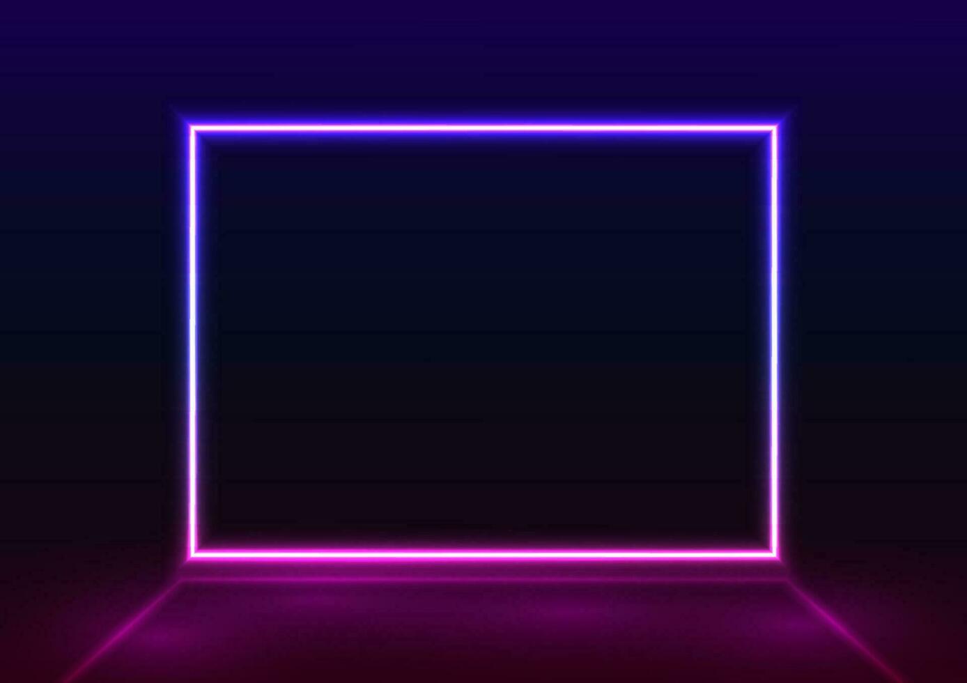 1388x980 Abstract violet square neon light line center frame dark background