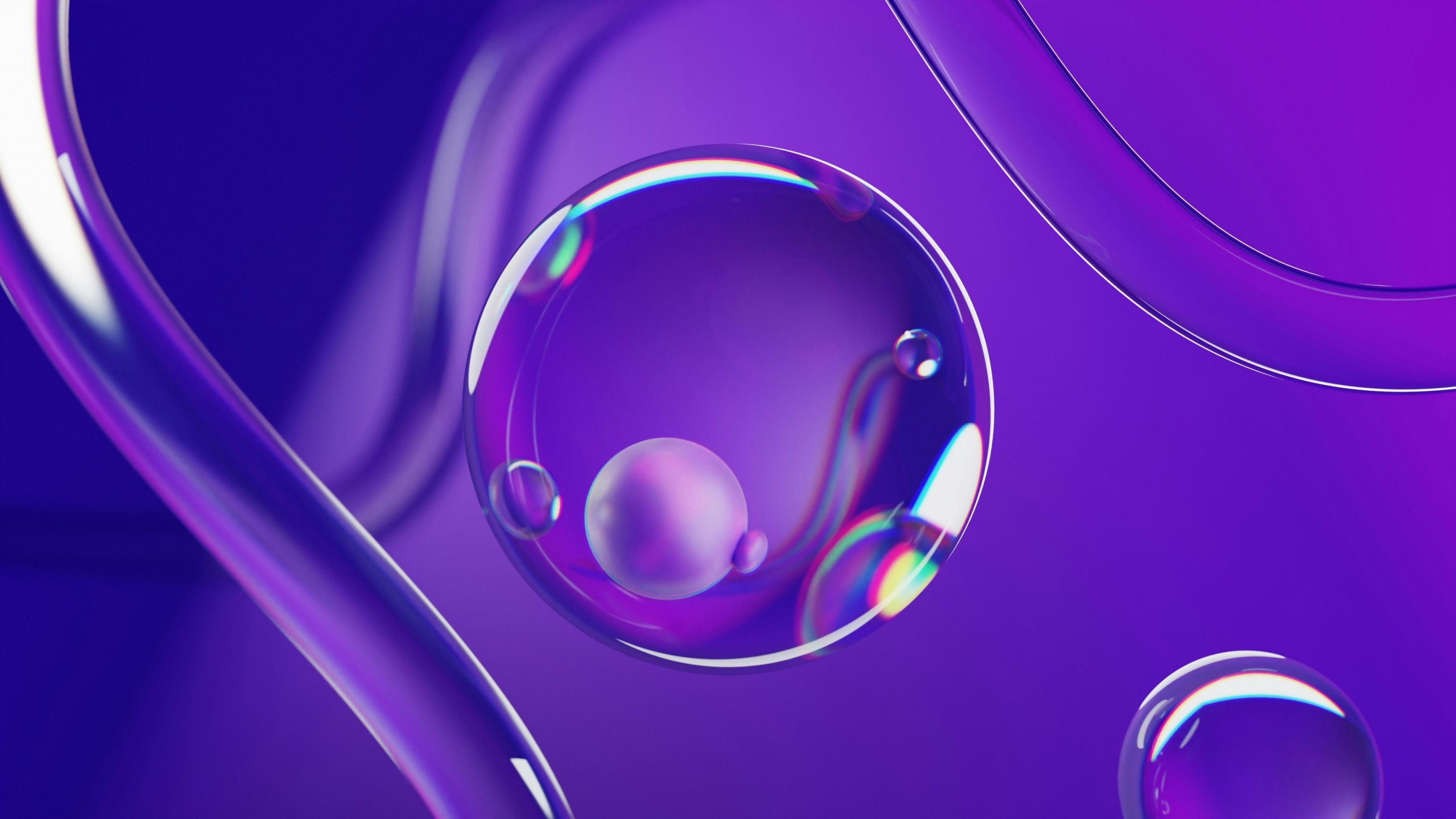 3300x1856 Iridescent Purple Bubbles Liquid Abstract
