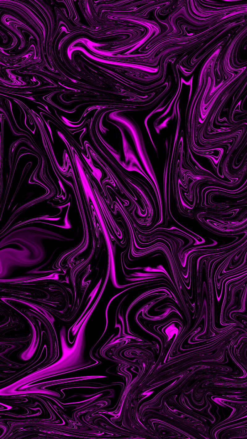 800x1422 Pink liquid metal, abstract, black, glow, oil, violet, HD phone wallpaper