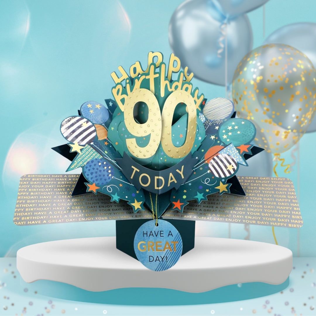 1080x1080 Today Happy 90th Birthday Pop Up Greeting Card
