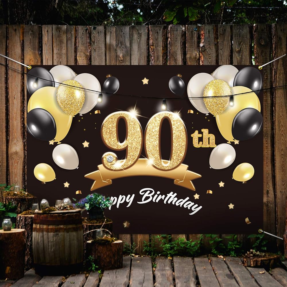 1000x1000 Happy 90th Birthday Banner Backdrop Birthday Barbados