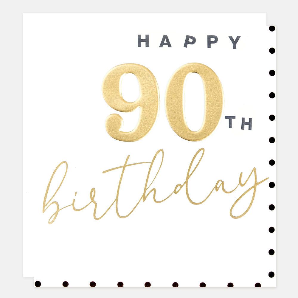 1000x1000 Gold Happy 90th Birthday Card