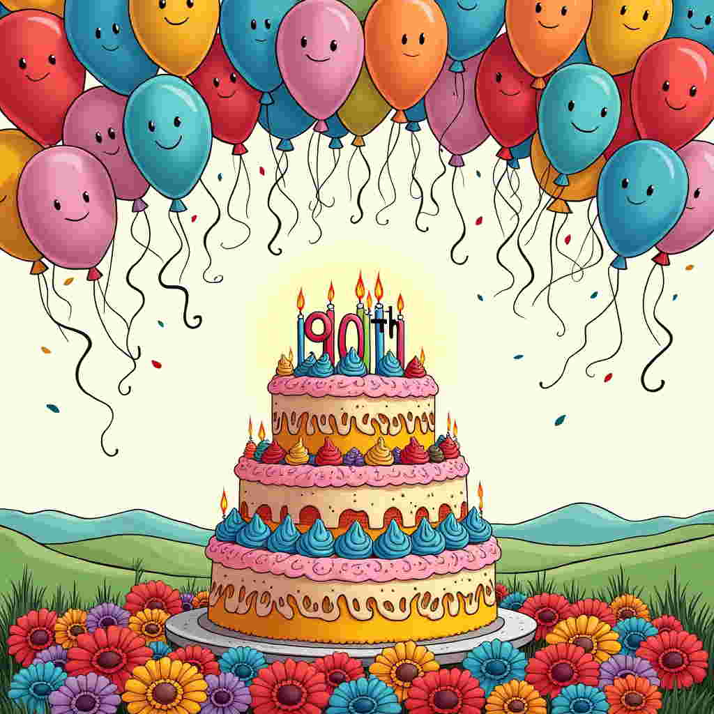 1024x1024 90th Birthday Cards. Silly Robot Cards