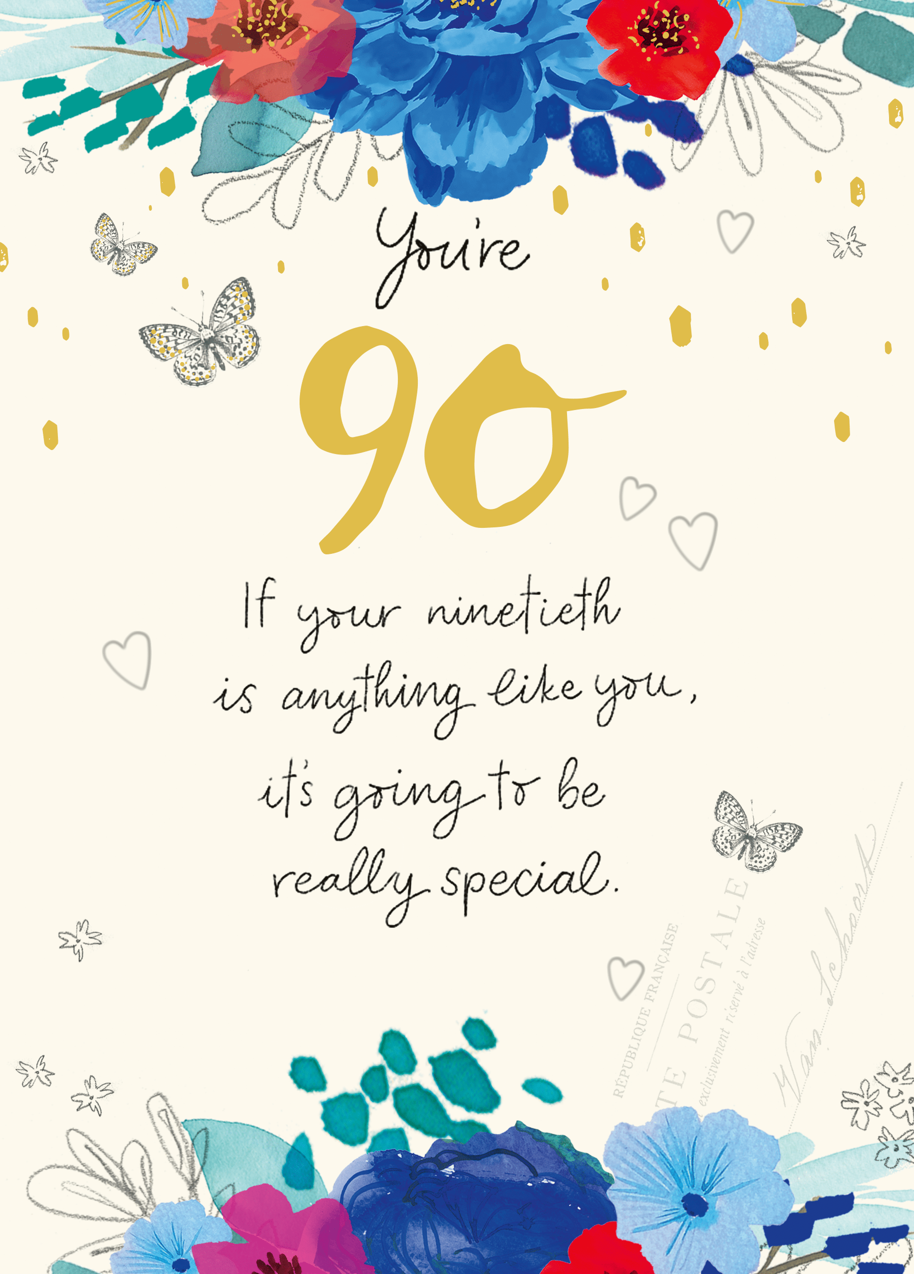 1831x2551 Personalised Willow Bouquet 90th Birthday Card