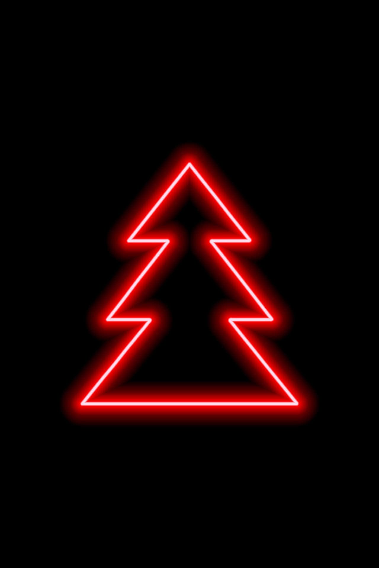 1280x1920 Download Black Red Neon Christmas Tree Wallpaper