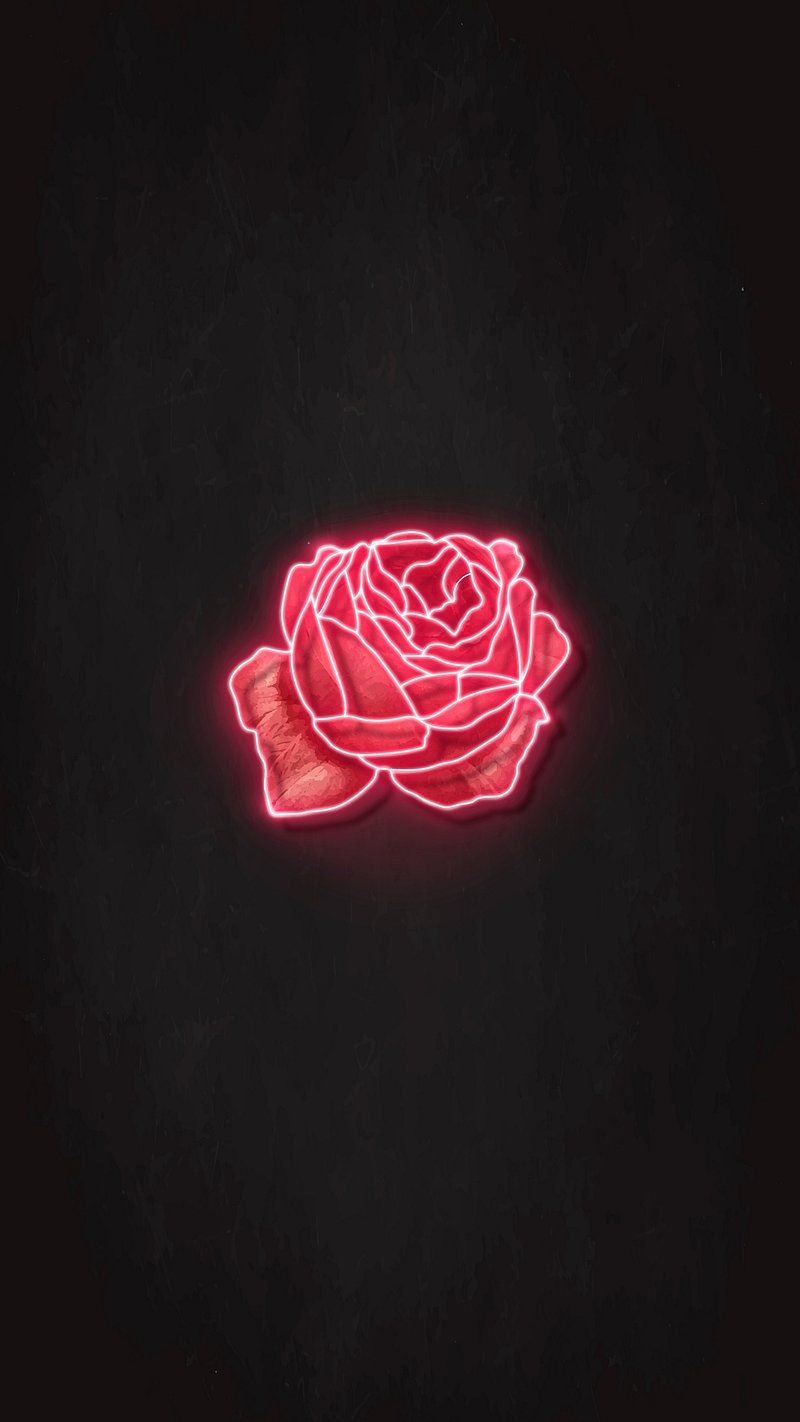 800x1422 Red neon rose mobile phone
