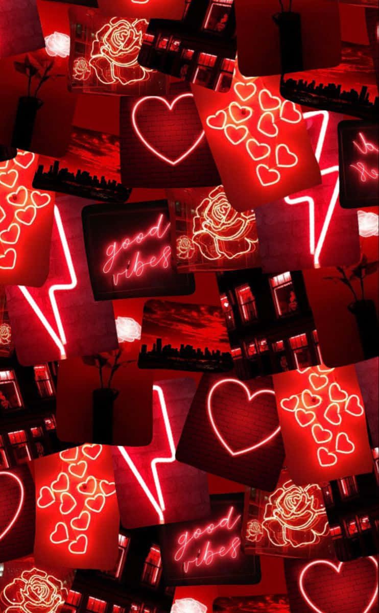 742x1200 Download Black Red Neon Cute Led Signs Wallpaper