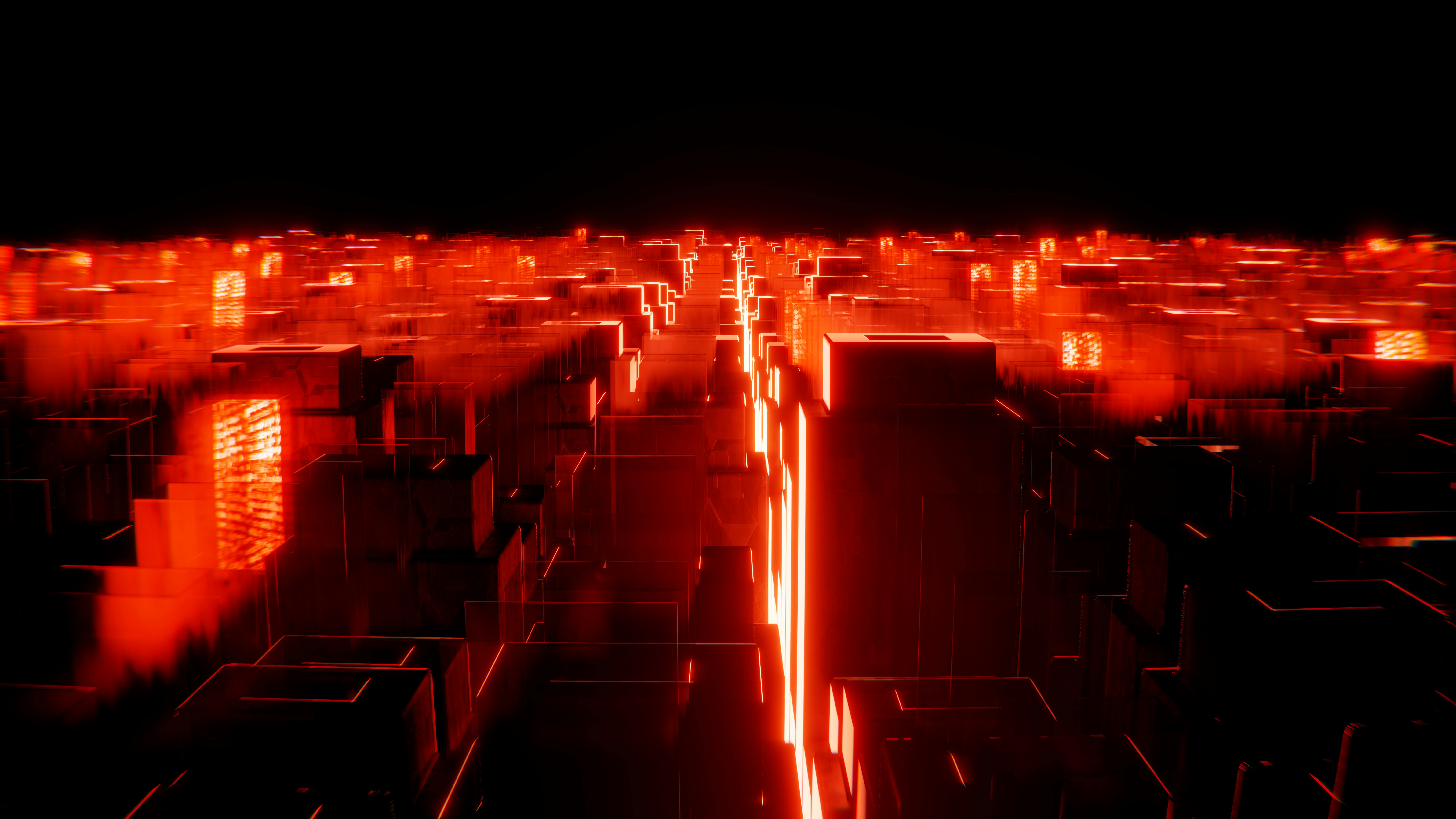 7680x4320 A red glowing city with a dark background · Free