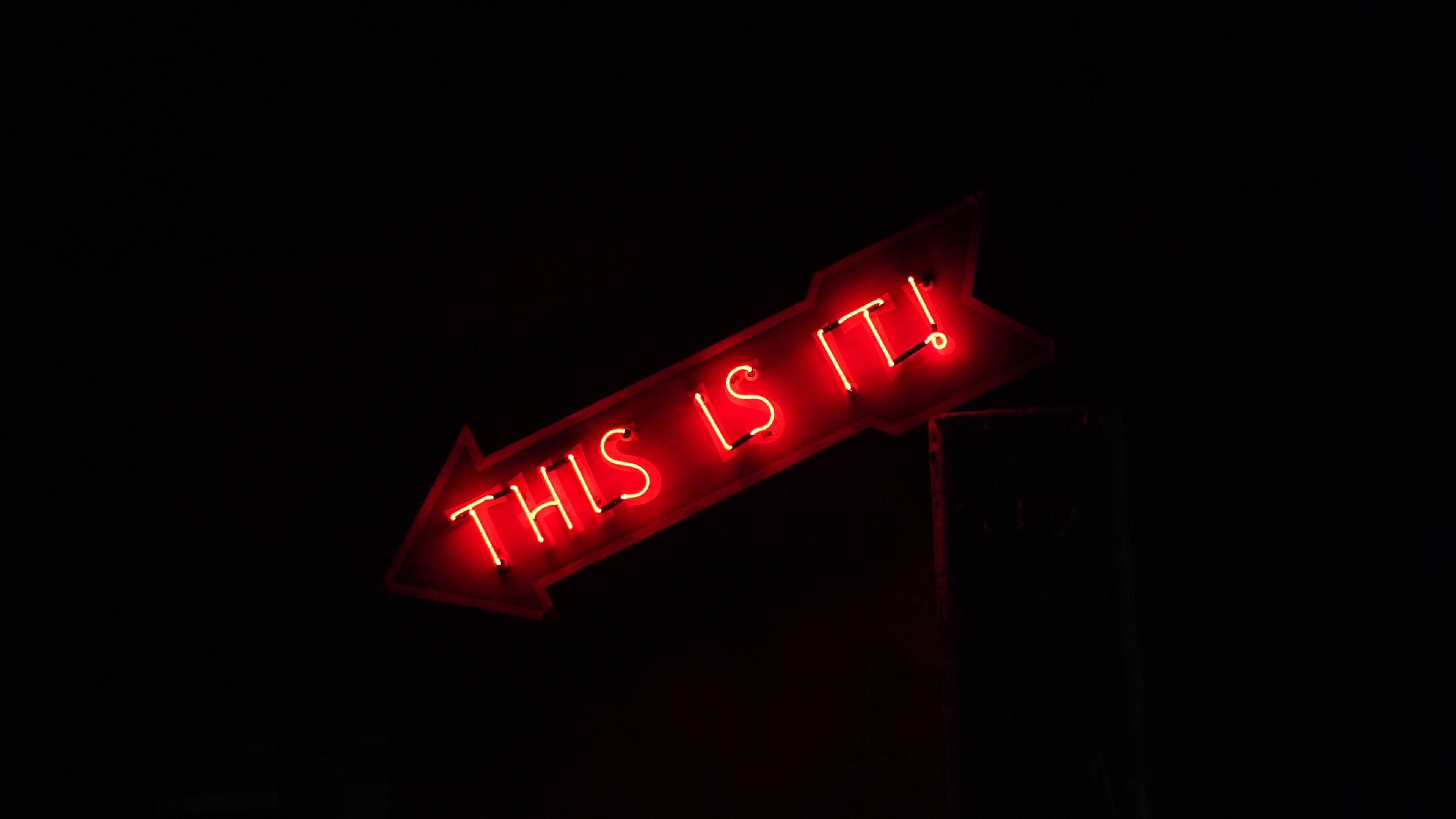3840x2160 Neon Red Light This Is It Black Background 4K HD Neon Wallpaper