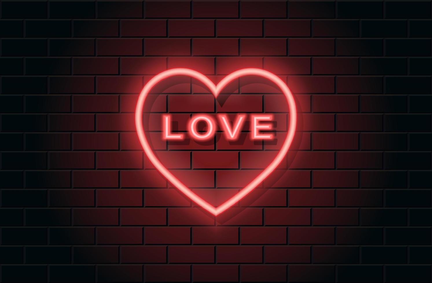 1493x980 Red neon heart for valentines day on black brickwall background