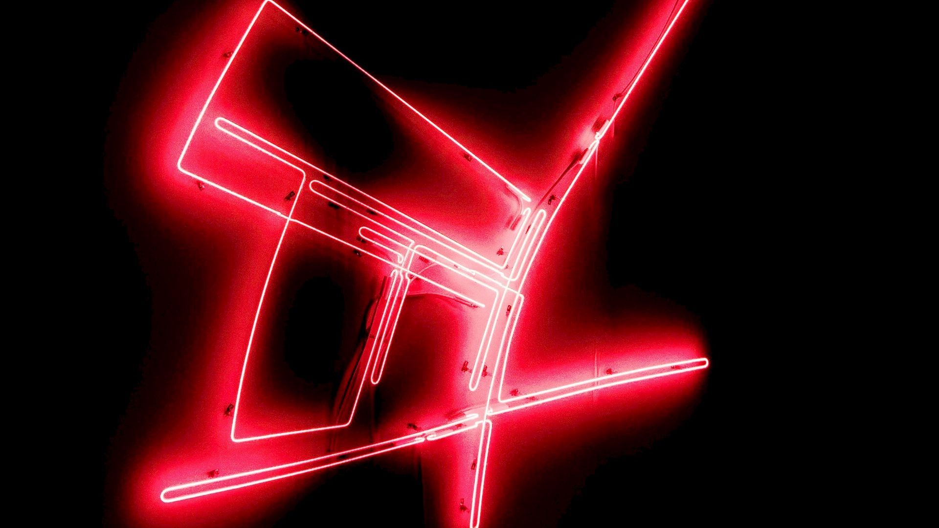 1920x1080 Download wallpaper 1920x1080 form, neon, red, wall, dark full hd, hdtv, fhd, 1080p HD background