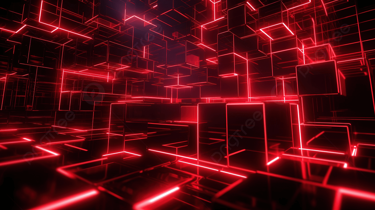 1200x673 Futuristic Hi Tech Background 3D Render Of A Red Neon Square Abstraction Photo And Picture For Free Download