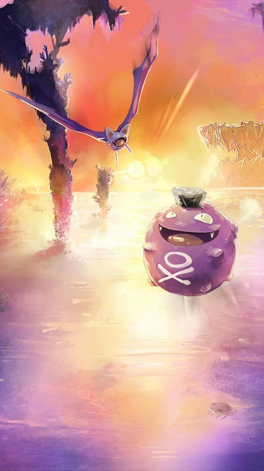 850x1511 Pokemon landscapes koffing zubat HD phone wallpaper