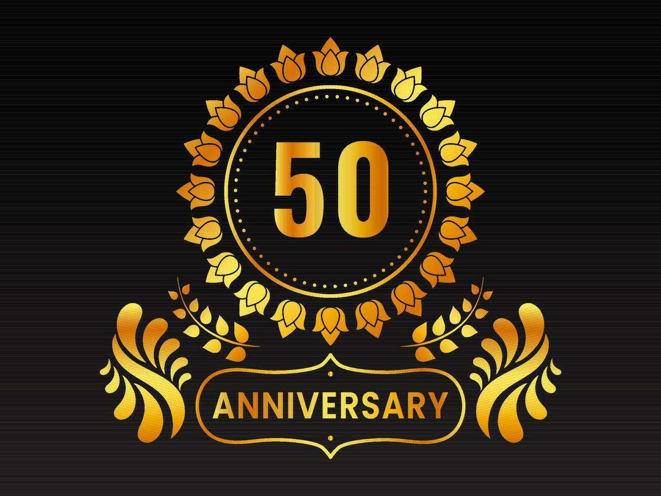 1307x980 Golden 50th Anniversary Emblem Logo On Black Background