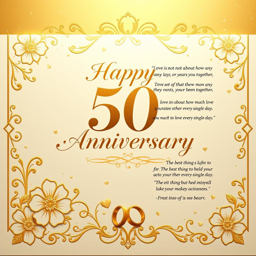 1024x1024 Golden Elegance: 50th Wedding Anniversary Card Design