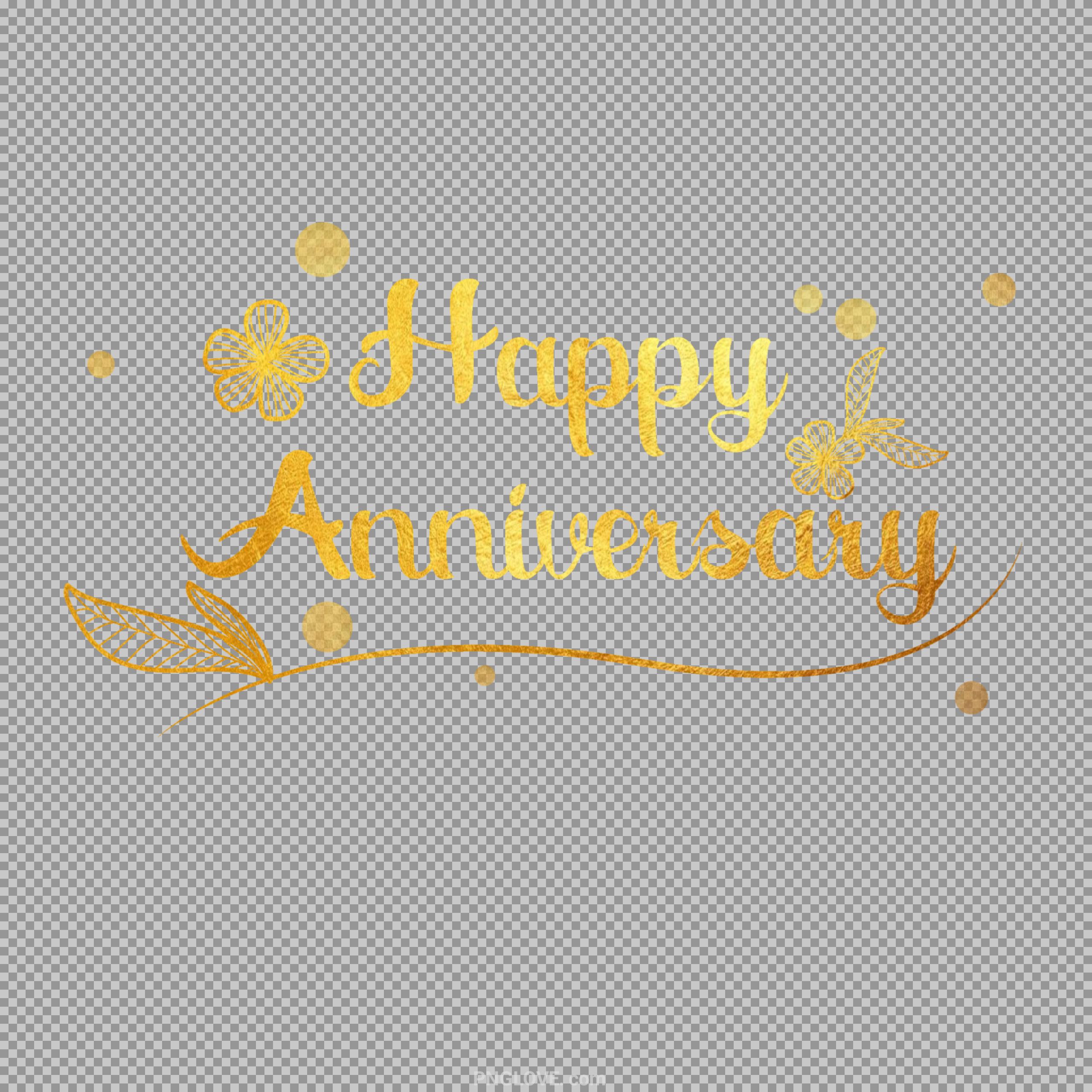 2560x2560 Happy Anniversary PNG. Elegant Gold Foil Calligraphy Text