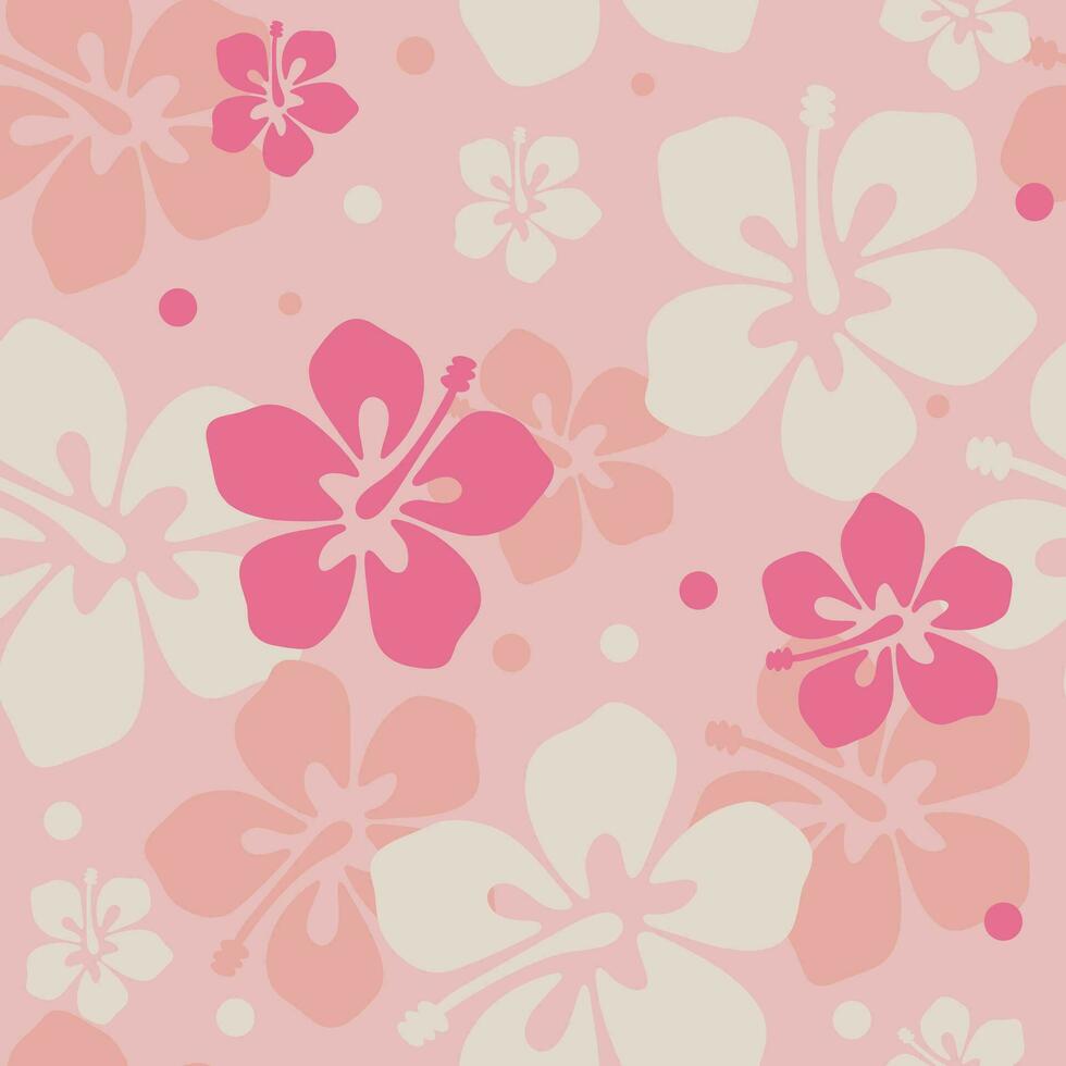 980x980 floral tropical hawaiian seamless pattern background with abstract hibiscus flower. AAPi background, modern creative print. Pink cute summer vacation wallpaper