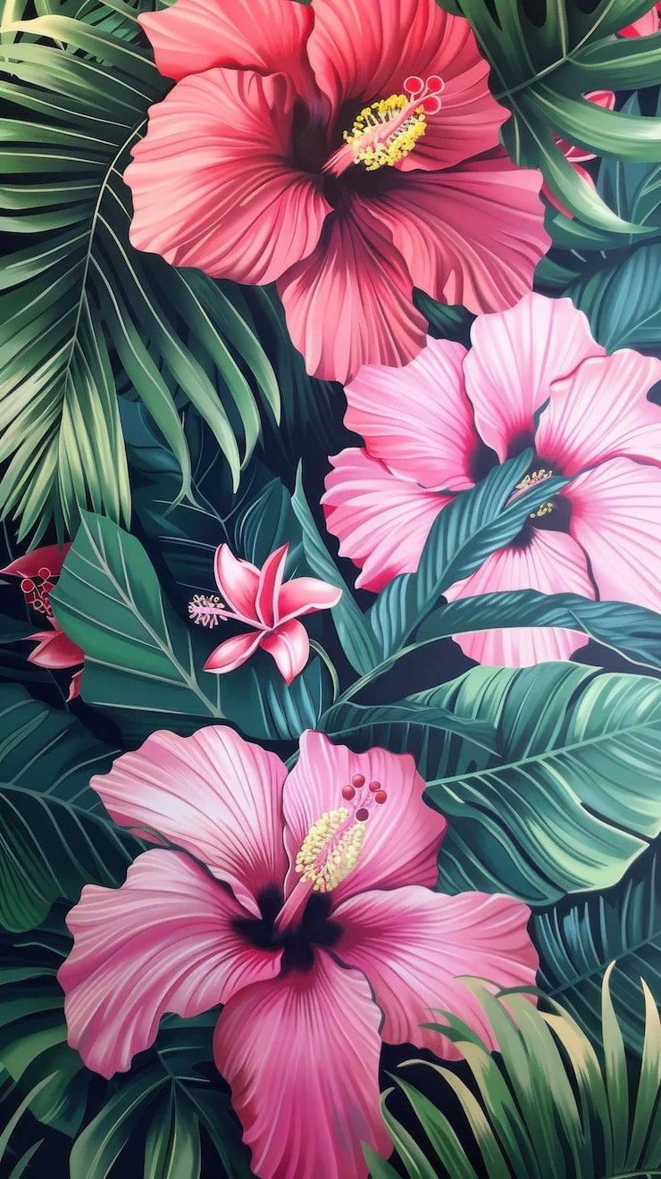 740x1320 Pink hibiscus wallpaper Image