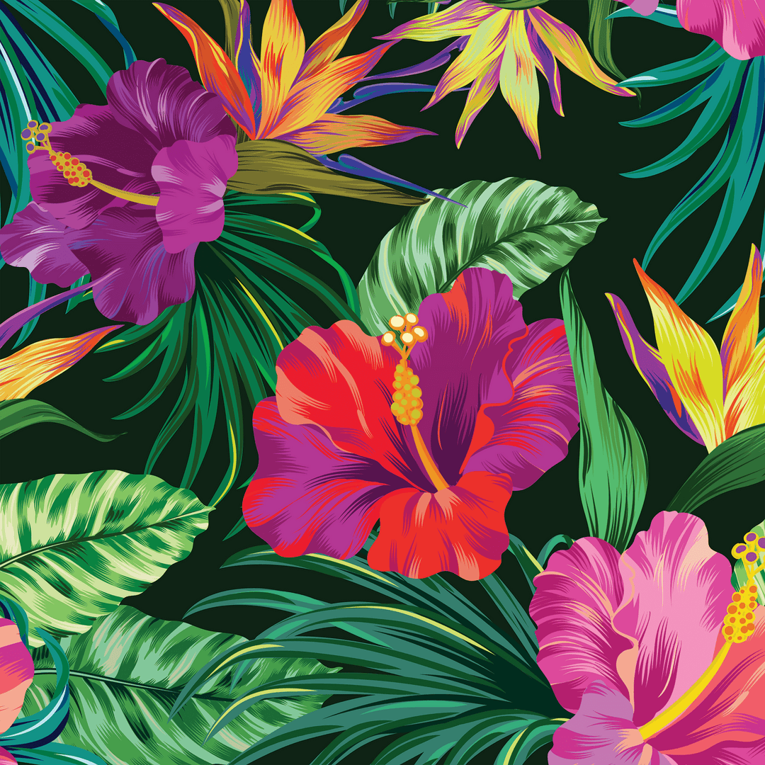 1080x1080 Peel & Stick Wallpaper: Tropical Hibiscus Flower