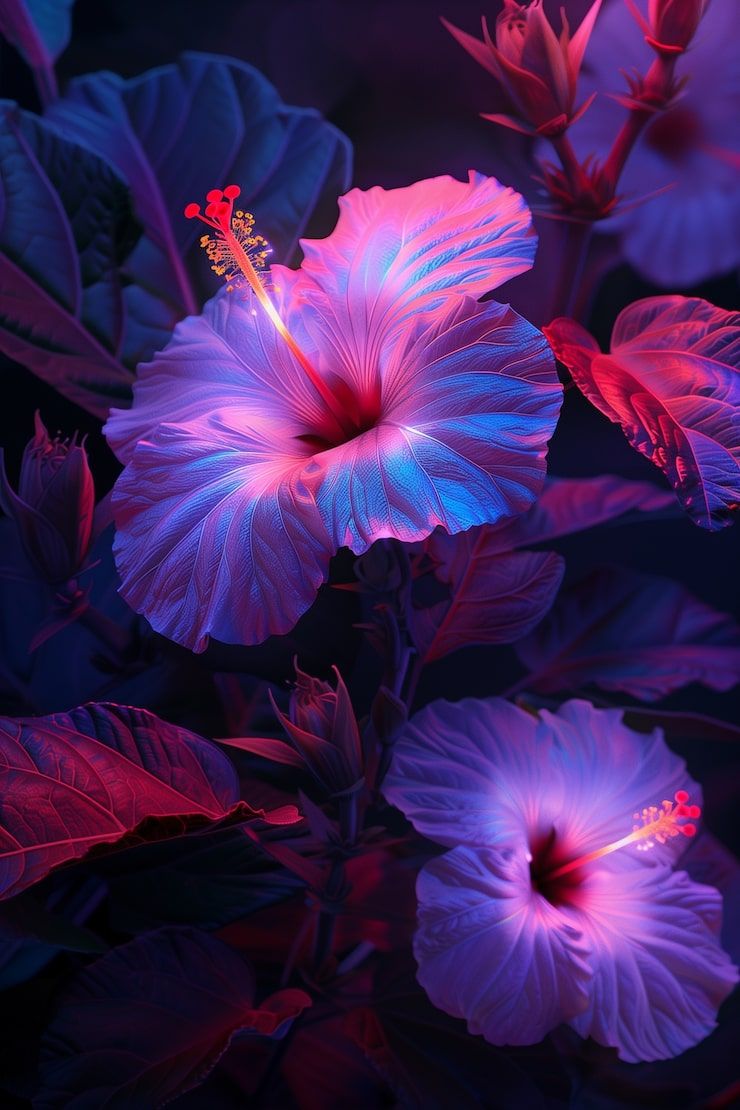 740x1110 Purple Hibiscus Flowers Photo Free High Quality Picture