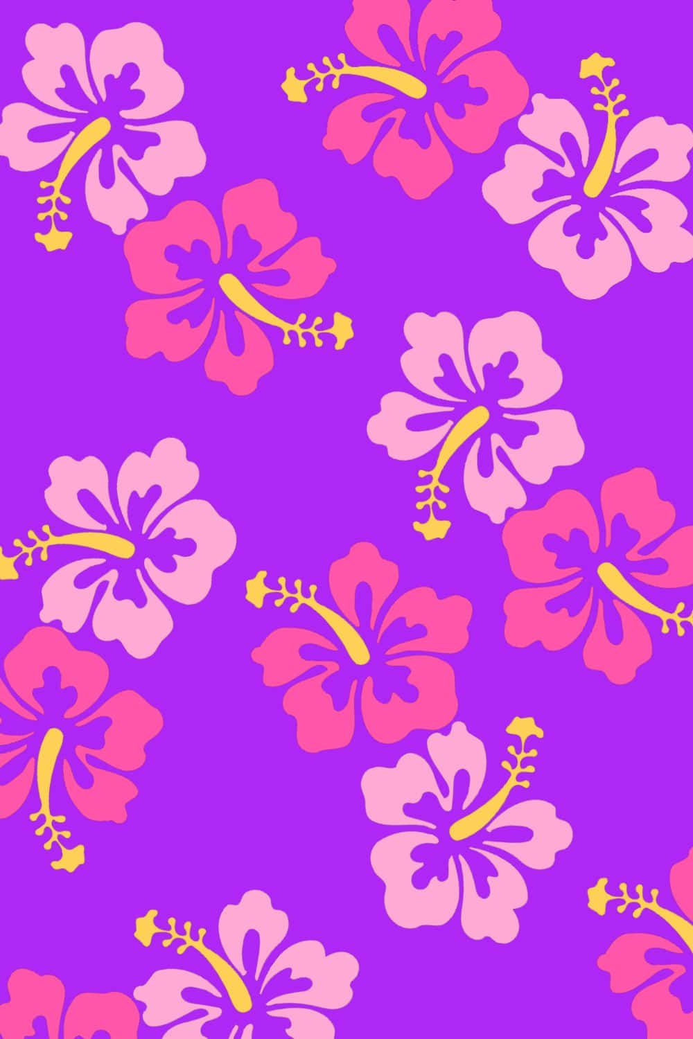 1000x1500 Download Tropical Hibiscus Pattern Purple Background Wallpaper