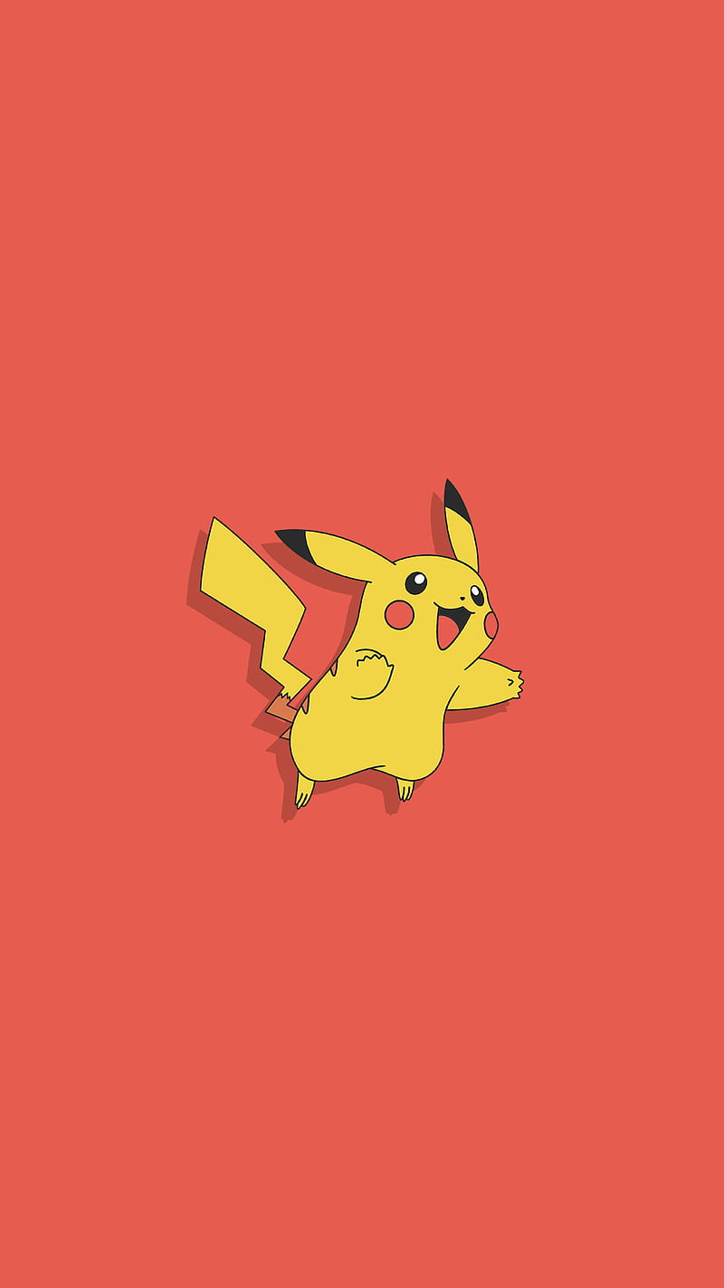 800x1422 Pikachu, flat, minimalist, pokemon, red, HD phone wallpaper
