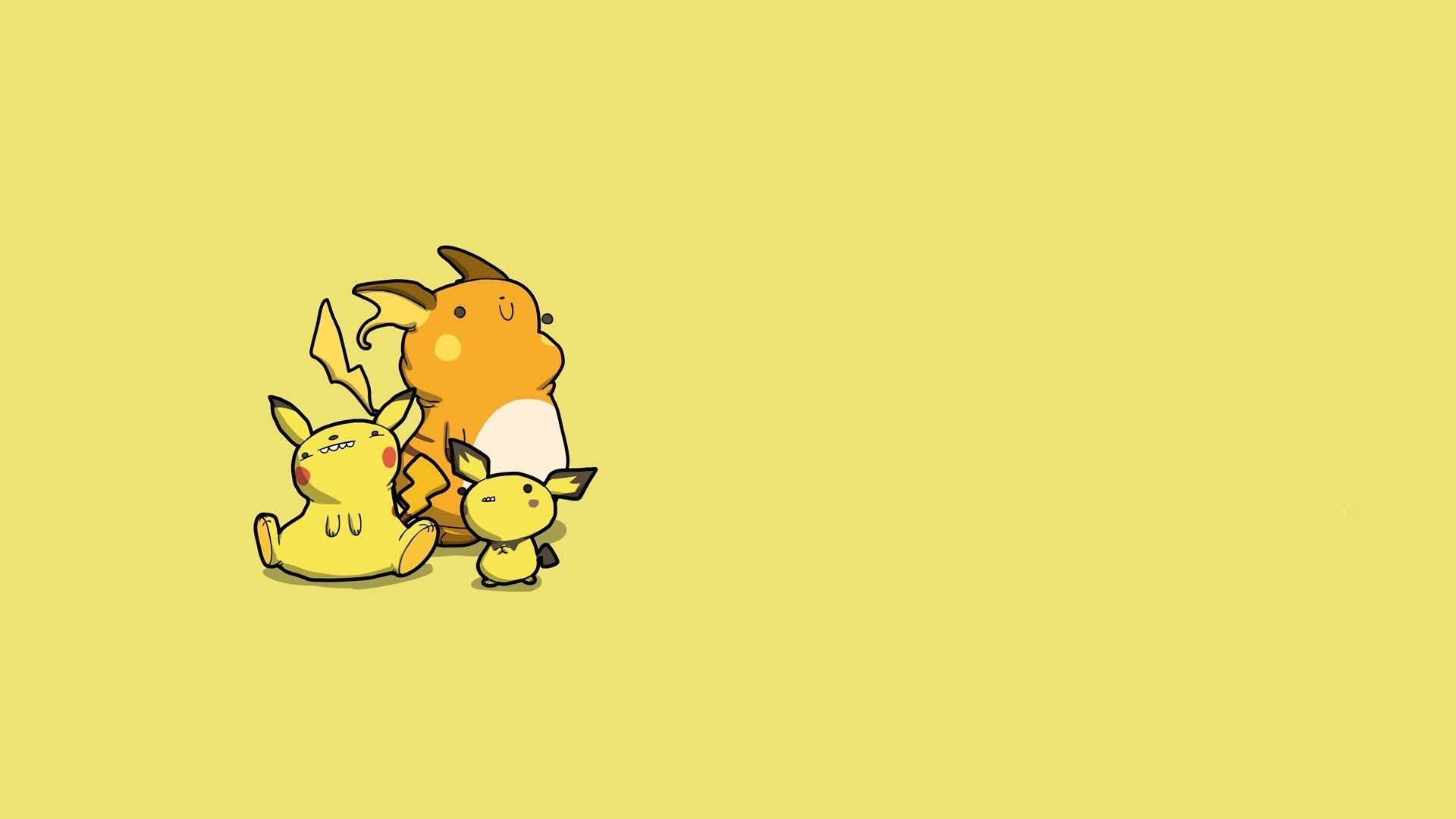 1920x1080 Download Minimalist Pichu (Pokémon) Raichu (Pokémon) Pikachu Anime Pokemon Minimalist Anime HD Wallpaper