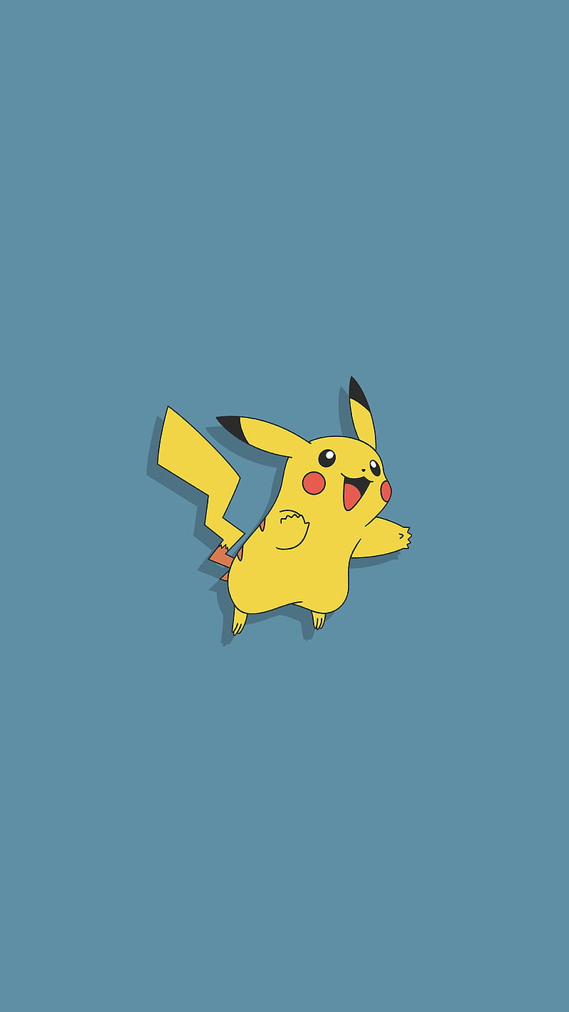 800x1422 Pikachu, blue, flat, minimalist, pokemon, HD phone wallpaper