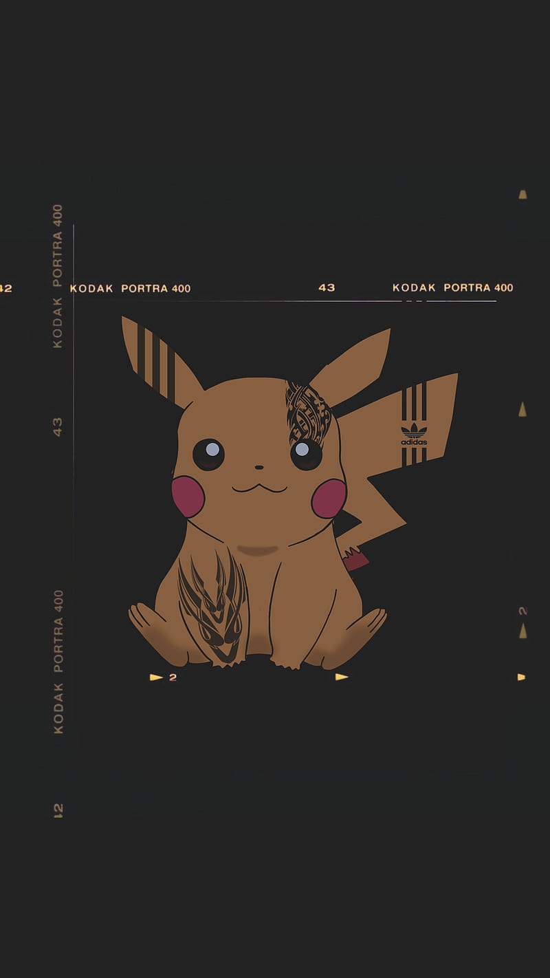800x1422 Pikachu, adidas, ash, kodak, minimalist, pokemon, simple, tattoo, vintage, yellow, HD phone wallpaper