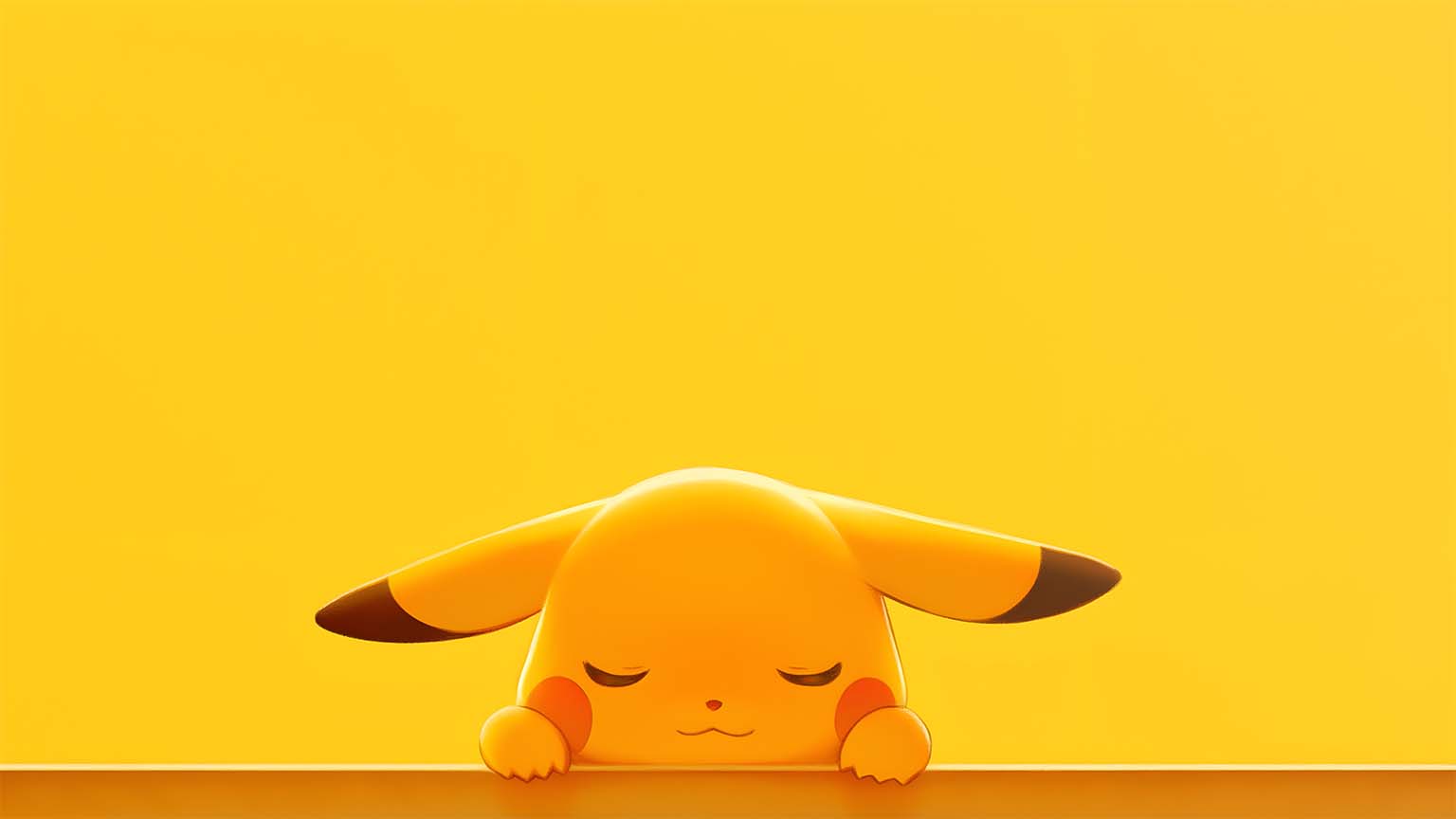 1536x864 Pikachu Peeking Cute Yellow Minimalist Style Desktop Wallpaper