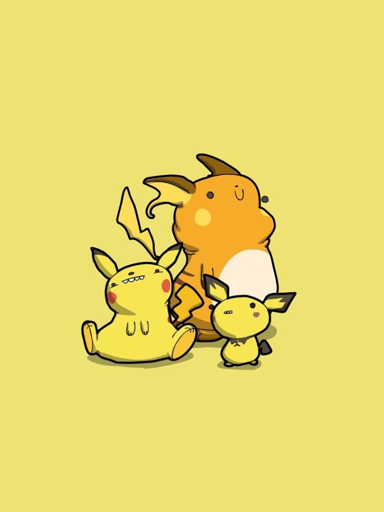 768x1024 Phone wallpaper: Raichu (Pokémon), Minimalist, Pichu (Pokémon), Anime, Pokémon, Pikachu 1177267