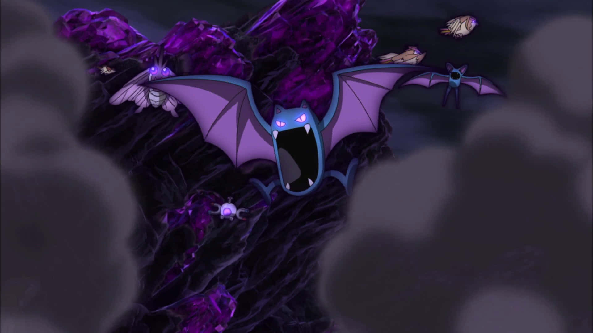 1920x1080 Download Golbat Flying Against Dark Purple Sky Wallpaper