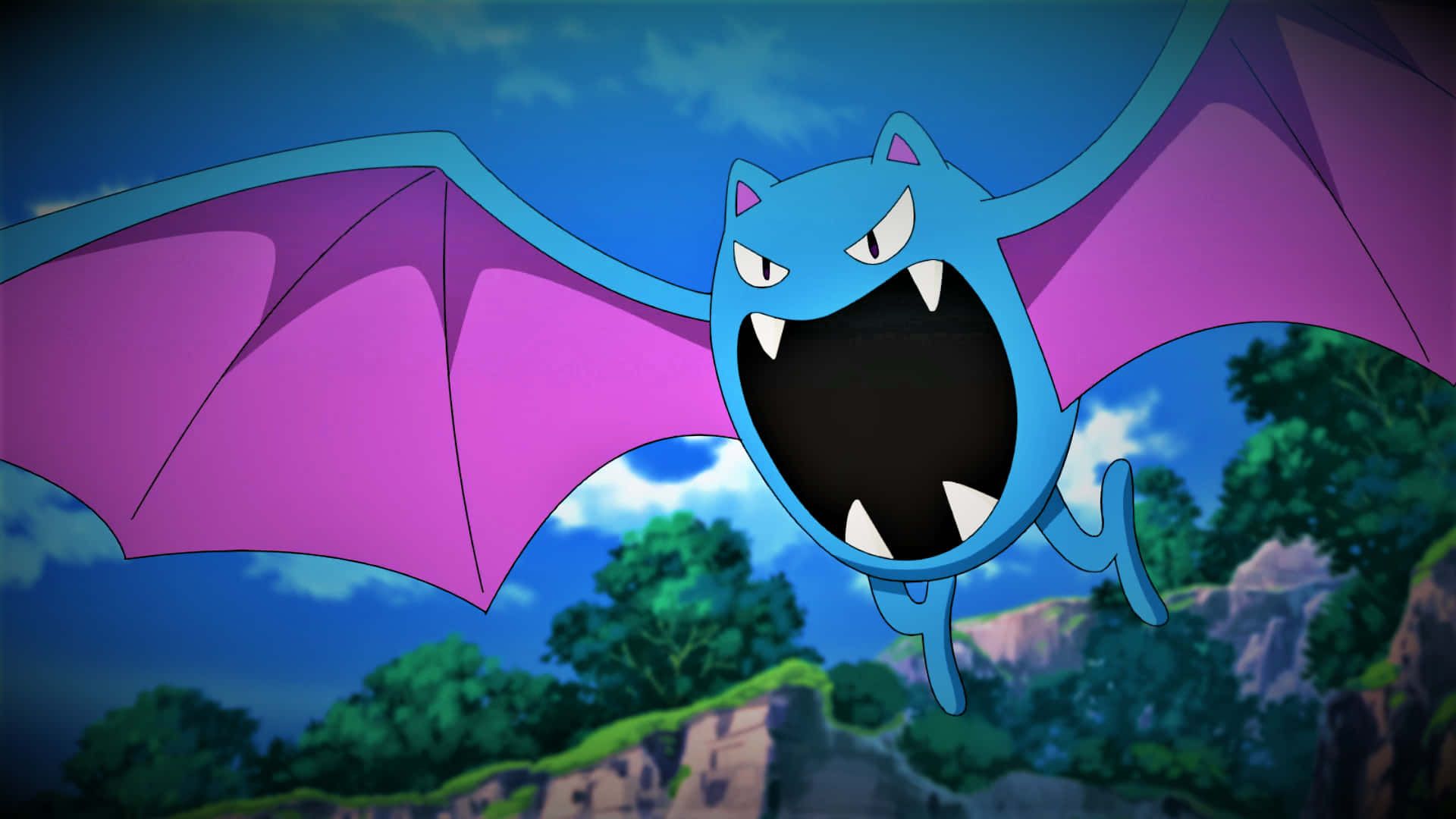 1920x1080 Download Golbat Flying Above Trees Wallpaper