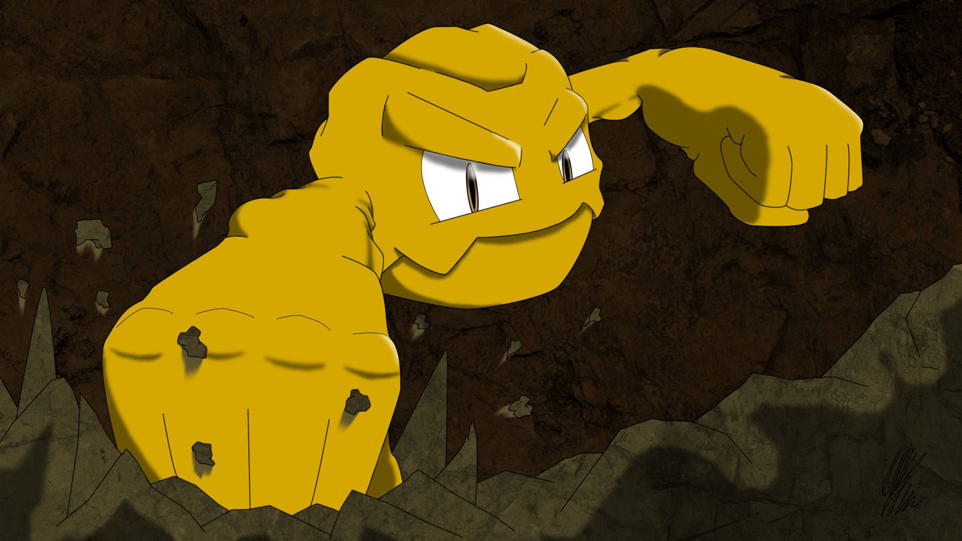 1920x1080 Download Yellow Colored Geodude Pokemon Wallpaper